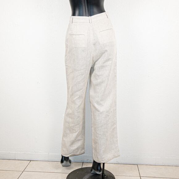 Reformation $178 Mason Linen Pants Pleated front Beige size 4 - Picture 4 of 13
